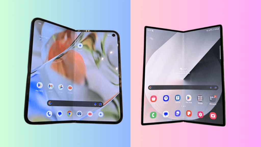 Display Comparison of Samsung Galaxy Z Fold 6 and Google Pixel 9 Pro fold